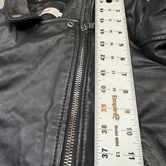 Barone 100% Leather Black Moto Bikercore Zipper Jacket Small Italian Italy - Picture 5 of 6